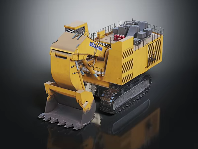 BELAZ Yellow Large Tracked Mining Shovel Heavy Industrial Machinery Equipment 3d model
