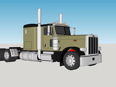 Functional Heavy Duty Truck With Dual Exhaust Pipes And Red Rims Design 3d model