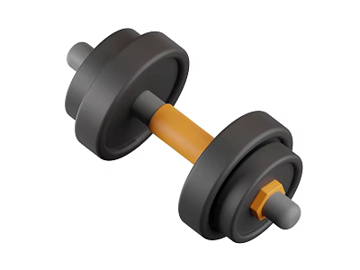 Sports Equipment Fitness Dumbbell With Black Weight Plates And Orange Handle 3d model