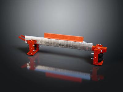 Red And Orange Industrial Bench Tool With Silver Rail And Black Handle 3d model