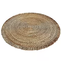 Natural Woven Round Rug With Fringed Edges And Neutral Tones For Home Decor