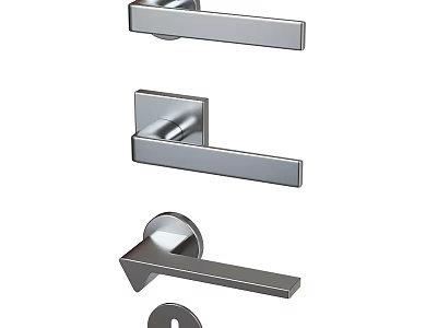Modern Door Handles In Various Styles With Chrome Finish And Sleek Design 3d model
