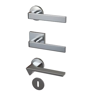 Modern Door Handles In Various Styles With Chrome Finish And Sleek Design 3d model