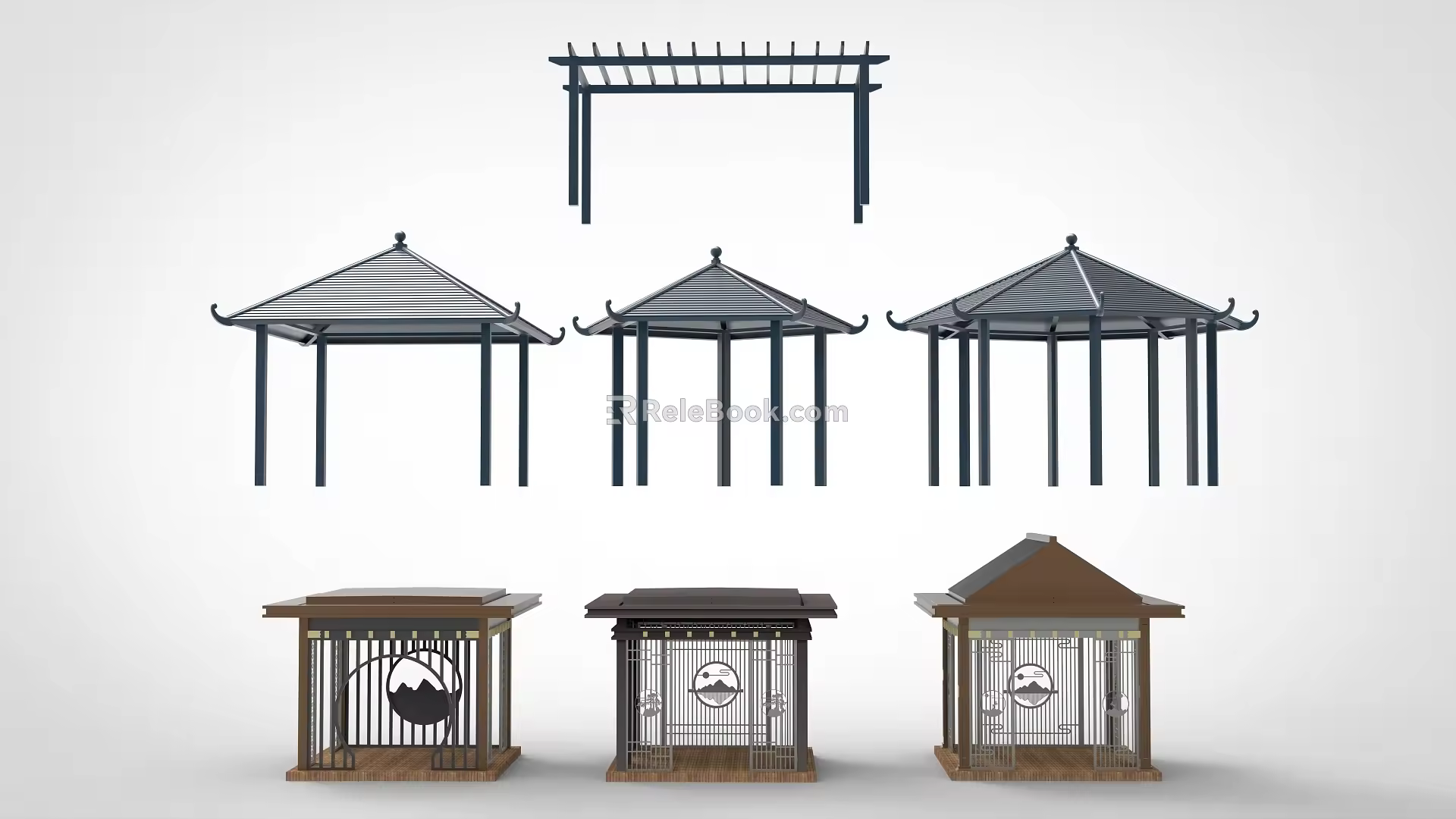 gazebo hexagonal gazebo grape rack 3d model