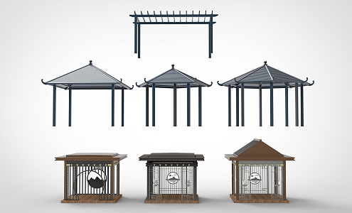 gazebo hexagonal gazebo grape rack 3d model