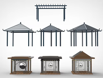 gazebo hexagonal gazebo grape rack 3d model