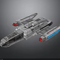Futuristic White Spaceship Design With Red Blue Thrusters And Wing Structures