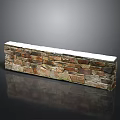 Stone Wall Structure With Snow Covered Top And Varied Colored Stone Bricks