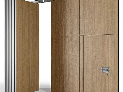 Modern Wooden Hinged Door Design With Natural Texture And Metal Lock 3d model