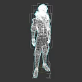 Game And Movie Character With White Hair Red Mask Blue Fur Collar Jacket Black Pants