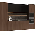 Modern Wooden Wine Cabinet With Black Doors And Marble Countertop Design