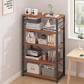 White Bookshelf With Multiple Shelves Holding Books Decorative Boxes And Small Decor Items 3d model