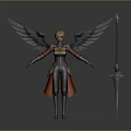 Silver And Orange Winged Armored Toy Figure With Sword For Kids Play