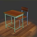 Wooden Classroom Desk And Chair With Metal Legs And Smooth Tabletop