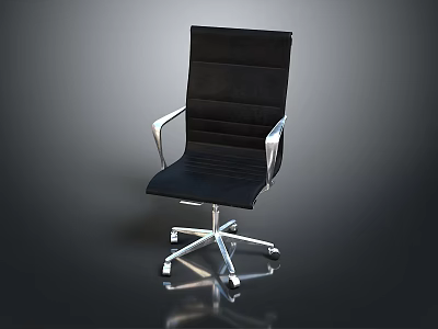 Modern Black Single Office Chair With Metal Armrests And Five Star Casters 3d model