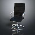 Modern Black Single Office Chair With Metal Armrests And Five Star Casters