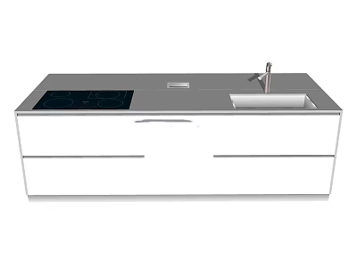 Modern Kitchen Countertop With White Cabinetry Black Stove Top Sink And Faucet 3d model