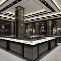 Elegant Modern Jewelry Store Interior With Glass Display Counters And Lighting