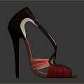 Women's Red Black High Heel Shoes With Crisscross Straps And Pink Accents