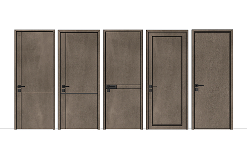 Modern swing door minimalist door combination 3d model