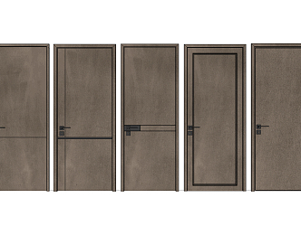 Modern swing door minimalist door combination 3d model