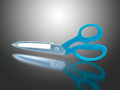 High Quality Hardware Tools Blue Handle Scissors With Sharp Metal Blade And Reflective Surface 3d model