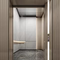 Modern Elevator Interior Design With Marble Walls Metal Accents And Control Panel 3d model