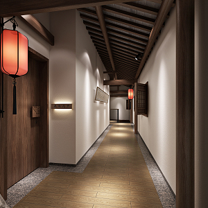 New Chinese Style Aisle Room Ancient Building 3d model