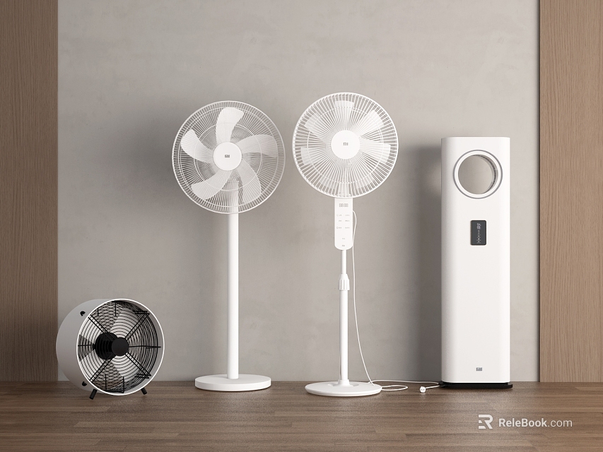 Efficient Air Cooler Fan With Standing Tower And Table Fans For Home Cooling 3d model 
