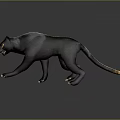 Black Panther With Yellow Eyes Walking On Gray Background Displaying Sharp Paws 3d model