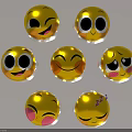 Yellow Round Inflatable Emoji Toys With Various Expressions Like Winking Laughing And Blushing