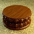 Elegant Carved Wooden Lotus Pedestal With Intricate Patterns And Textured Floor