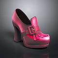 Shiny Red High Heels With Buckle Strap And Fringe Design For Women