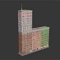 Modern L shaped High Rise Building Model With Exterior Windows And Architectural Design Details