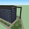 Modern Office Building With Glass Curtain Walls Multi Storey Structure And Surrounding Trees