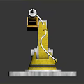 Yellow Robotic Arm Placed On White Square Base Platform With Metallic Structure 3d model