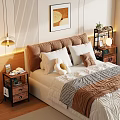 Cozy Bedroom Interior With Stylish Shelf For Decorative Items And Storage