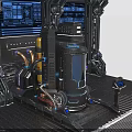 Futuristic Tech Station With Advanced Control Panels And Glowing Blue Displays 3d model