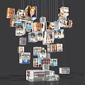 Interactive Zone Photo Display With Hanging Transparent Cubes And People 3d model