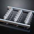 Hardware Tools Silver Gears Arranged On Metal Bars With Black Reflective Surface 3d model