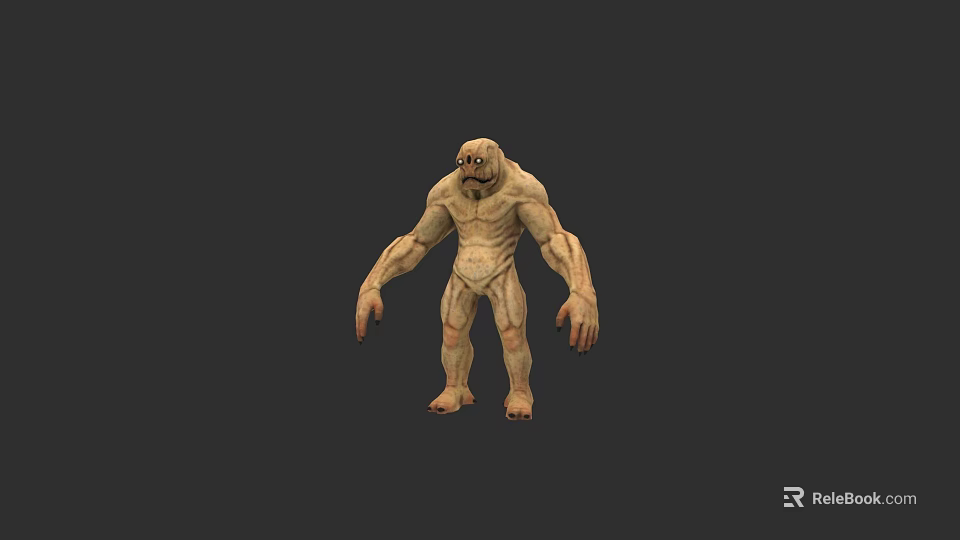 3D Render of Muscular Humanoid Monster Creature with Rough Skin and Oversized Arms 3d model 