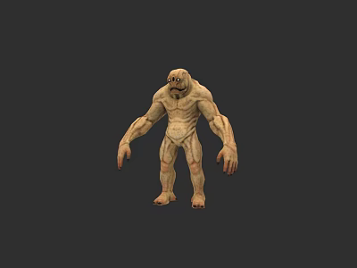 3D Render of Muscular Humanoid Monster Creature with Rough Skin and Oversized Arms 3d model