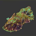 Cosmic Space Exploration Futuristic Vehicle With Purple Pink Exterior Blue Lights And Mechanical Structures