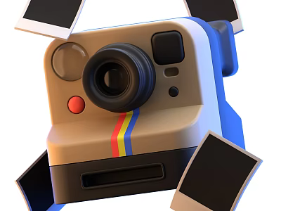 Smart Machine Polaroid Camera With Instant Photo Prints Blue Accents And Vintage Style 3d model