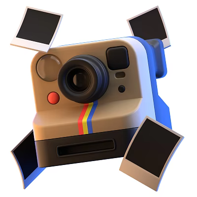 Smart Machine Polaroid Camera With Instant Photo Prints Blue Accents And Vintage Style 3d model