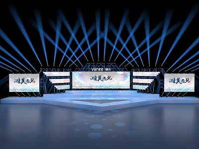 VIVE Stage Aesthetic Design With Blue Lighting And Screens Artistic 3d model