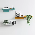 Wall Cabinets and Floating Shelves in Modern Home with Decorative Plants and Books