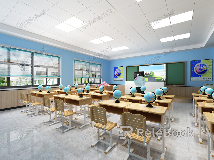 modern classroom school geography classroom student computer room model