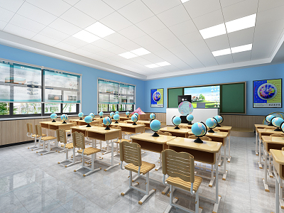 modern classroom school geography classroom student computer room model