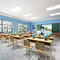 modern classroom school geography classroom student computer room 3d model
